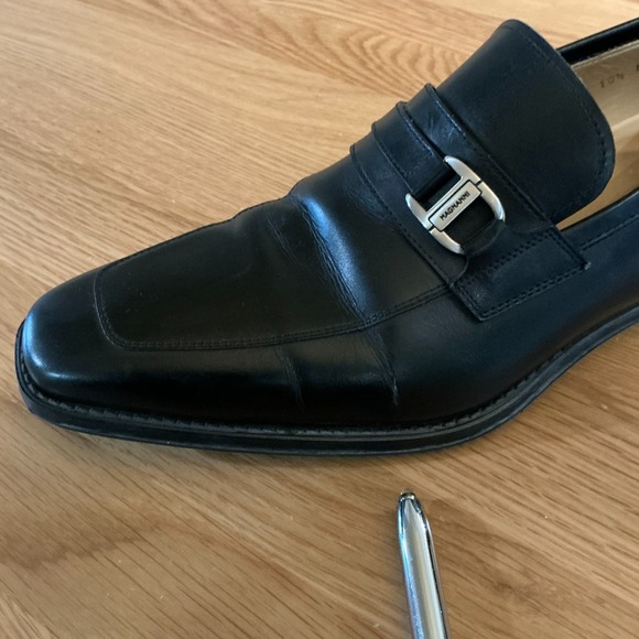 Magnanni Black Leather Monk Strap Slip On Shoes Silver Buckle Portugal Mens 10.5 - Picture 13 of 13